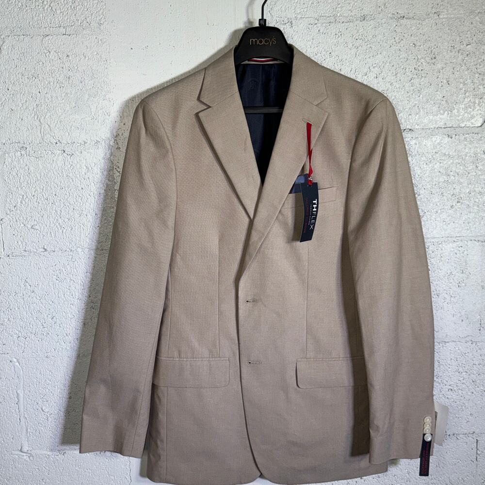 Tommy Hilfiger Men's Modern-Fit Th Flex Stretch Chambray Jacket Tan 38L $360 - Picture 1 of 10